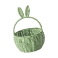 thumbnail image 1 of Cesta de almacenamiento tejida, cesta de mano con orejas de conejo, cesta de comestibles hecha a mano, cesta de picnic para huevos de Pascua, regalos Verde, 1 of 8