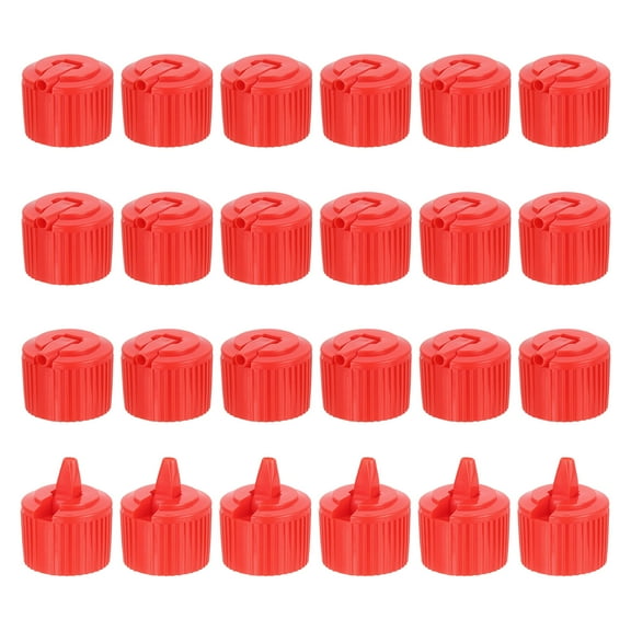 Uxcell 24 Pcs 24/410 Flip Bottle Top Dispensing Caps, Plastic Squeeze Bottles Dispensing Cap Spout Flip Replacement Top for Shampoo Moisturizer, Red
