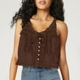 thumbnail image 2 of Ahdbta Women Lace Trim Tank Tops Sleeveless Tie Button Front Crop Y2K Going Out Tops Cute Summer Cami Shirt, 2 of 5