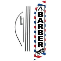 Barber Shop Haircuts 15ft Feather Banner Swooper Flag Kit - INCLUDES 15FT POLE KIT w/GROUND SPIKE