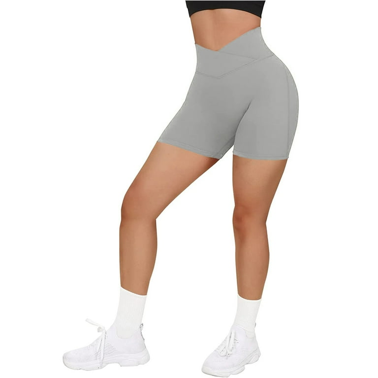 Women Cross Workout Shorts High Waist Booty Biker Short Running Yoga  Exercise Shorts