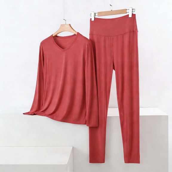 ylioge Womens Plus Size Pajama Sets M-5X 2 Piece Long Sleeve Tops and Pants Loungewear Outfits Casual Solid Color Soft-Modal Homewear Pajamas Set