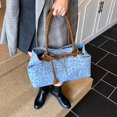 thumbnail image 7 of Hfppkn Leopard Print PU Leather Slouchy Tote Bag Short Handle Underarm Shoulder Handbag for Women 36x12x20cm Blue, 7 of 7
