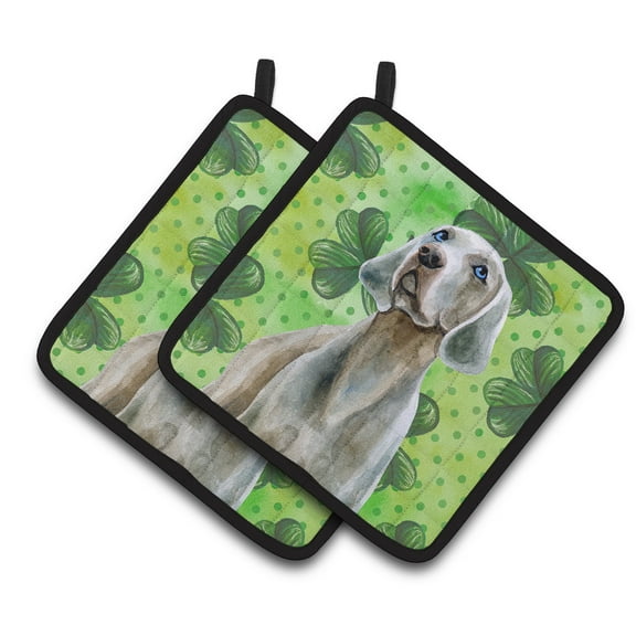 Caroline's Treasures Weimaraner St Patrick's Pair of Pot Holders