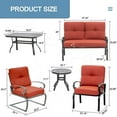 thumbnail image 3 of SOLAURA 7-Piece Patio Furniture Outdoor Metal Conversation Set (2 Spring Chairs, 2 Patio Chairs, Loveseat with Coffee Table and Side Table) - Red, 3 of 7