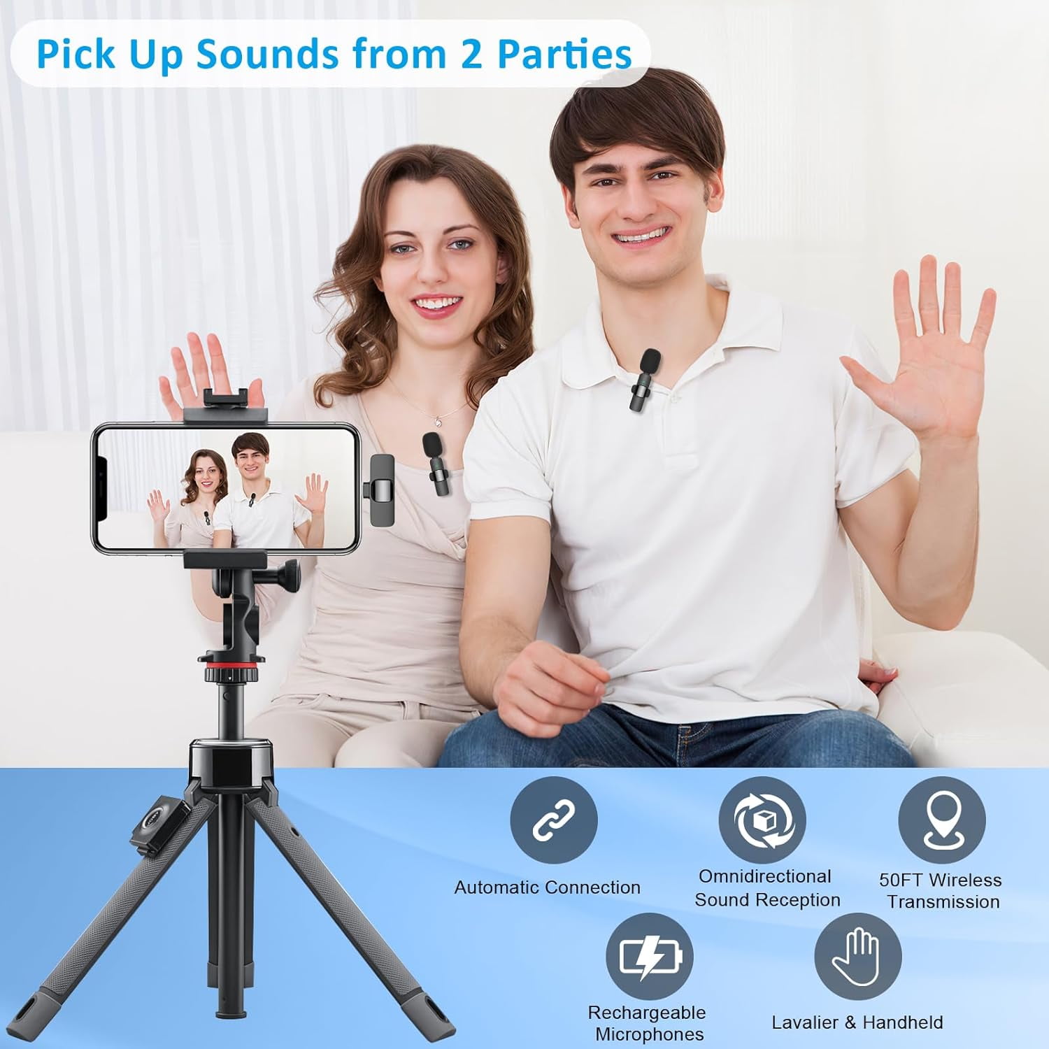XIHAMA Professional Wireless Lavalier Lapel Microphone for iPhone, iPad - Cordless Omnidirectional Condenser Recording Mic for Interview Video Podcast Vlog YouTube