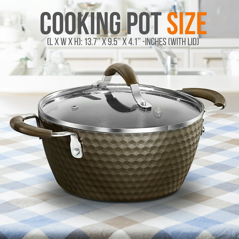 NutriChef Kitchen Dutch Oven Pot - Enamel Coated Cast Iron Pot