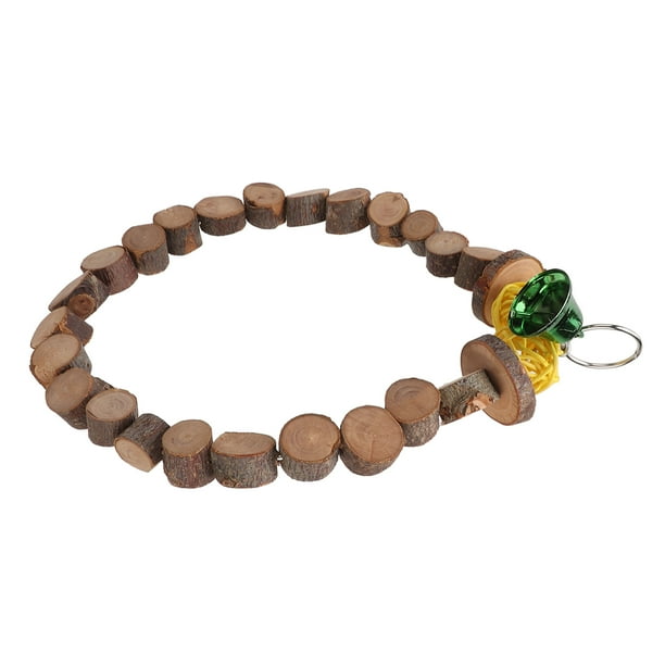 Anillo De Columpio Para Loros, Columpio De Madera Para Pájaros Seguro Y Libre De Tóxicos Para Masticar Madera De Manzano Natural Sepak Takraw Con Campana Para Jaula Para Mascotas ANGGREK Bird Hanging Perch
