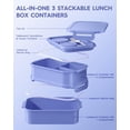 thumbnail image 4 of Set de loncheras Bento KEMETHY de 2,19 L, 3 niveles con bolsa térmica, color morado, 4 of 8