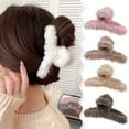 thumbnail image 2 of 7 Pcs Plush Fuzzy Claw Hair Clips Faux Fur Hair Clips Nonslip Hair Jaw Clips Hair Clamp Barrette Hair Accessories for Women Girls, 2 of 5