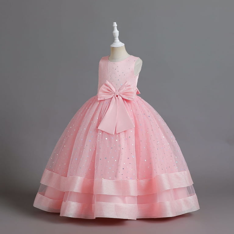 Rovga flower girl dresses Round Neck Short Sleeve Solid Color