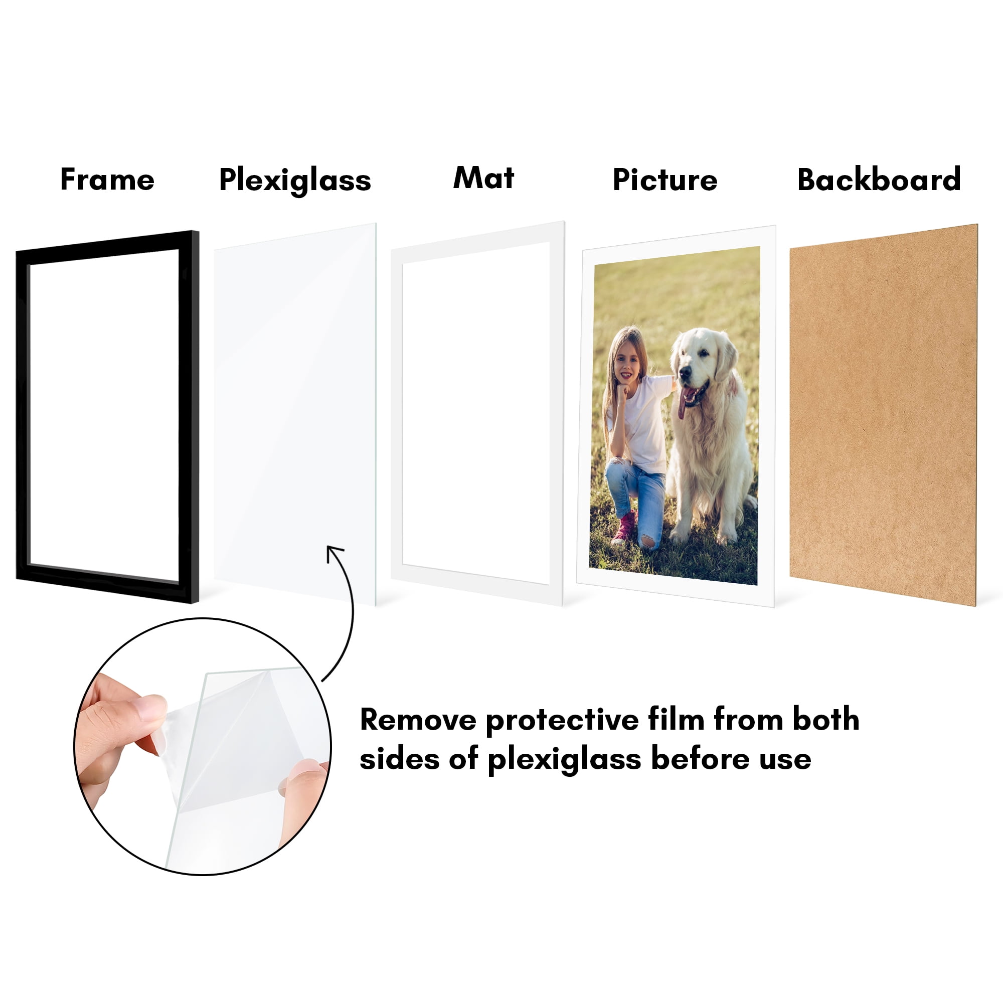 Americanflat 13x19 Picture Frame with Polished Plexiglass with 11x17 Mat 2 Pack Display Photo Galleria - Black