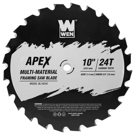 UPC: 0044459993612 | WEN Products Apex 10-Inch 24-Tooth Carbide-Tipped Multi-Material Industrial-Grade Framing Saw Blade with Cool-Cut Coating
