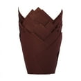 thumbnail image 1 of Zhuge Tazas para hornear, 50 tazas para hornear tulipanes, almohadilla para magdalenas, 5 * 5 * 8 cm, marrón oscuro, 1 of 5