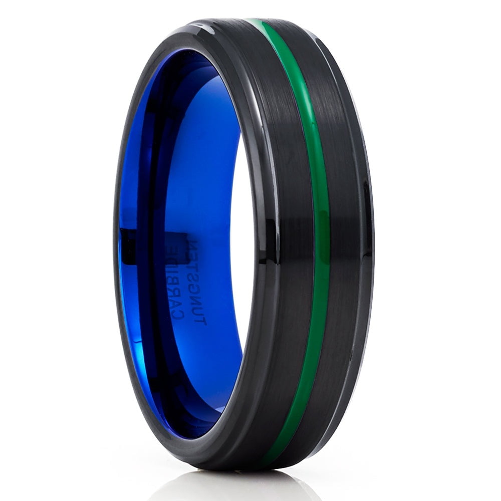 Blue Tungsten Wedding Ring,Green Tungsten Ring,Engagement Ring,6mm