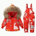 thumbnail image 4 of Kogui Girls Ski Suit Toddler Baby Ski Suit Set Boys Girls 2PCS Hooded Snow Suit Fleece Ski Outfit Windproof Waterproof Puffer Ski Clothes 1T 2T (Red,1-2 Years), 4 of 4