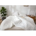 Move Over White Comforter Set Queen Boho Bedding Sets Pom Poms Fringe