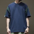thumbnail image 4 of Camisetas para hombre Camiseta de gran tamaño para hombre Camiseta azul con empalme superior Sin logotipo Holgada Básica Fresca Casual 5xl Elegante Caliente Original Verano, 4 of 4