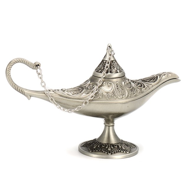 Metal Carved Legend Lamp Aladdin Magic Light Wish Pot Fancy Dress Decor