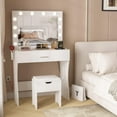 thumbnail image 4 of VEANERWOOD Vanity Set with 3 Color Lighted Mirror Makeup Table 55" with Charging Station Large Drawer, White, 4 of 9