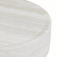 thumbnail image 5 of 39.37''  Round Coffee Table with Marble Texture, Modern Low Drum Circle Fiberglass Coffee Table, Side Table Accent Table for Living Room, Outdoor, No Need Assembly, Marble, 5 of 6
