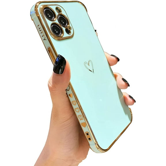Compatible with iPhone 14 Pro Max Case for Women, Luxury Soft Phone Case for Girls [Full Reinforced Camera Protection] [Shockproof Raised Bumper Corners] Case Cover (6.7 inches)-Green