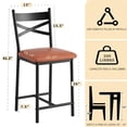 thumbnail image 4 of JoanKaren Bar Stools Set of 2 with Thick Cushion,250Lb Capacity,Faux Leather Upholstered Counter Height Bar Stools with Backrest & Footres,Retro Color, 4 of 7