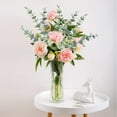 thumbnail image 3 of 20 hojas artificiales de eucalipto, tallos, decoración de vegetación sintética, ramas de plantas falsas, toque real para arreglos florales, jarrones, ramos de boda, centro de mesa (15 pulgadas de alto) Zhivalor CZJP-HY120, 3 of 7