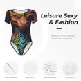 thumbnail image 4 of Kdxio Whimsical Dragon Color Cool for Women's Short-Sleeved Onesie Stylish Round Neck Pajamas Bodysuit Jumpsuit Nightwear-Small, 4 of 7