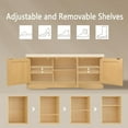 thumbnail image 4 of Shoe Bench, Entryway Storage Bench with Doors, Cushion, 2-Tier Shoe Rack with 6-Cubby, 39.4”L x 13.8”W Shoe Organizer Cabinet, Adjustable Shelf, Living Room, Bedroom, Natural with Rattan, 4 of 18