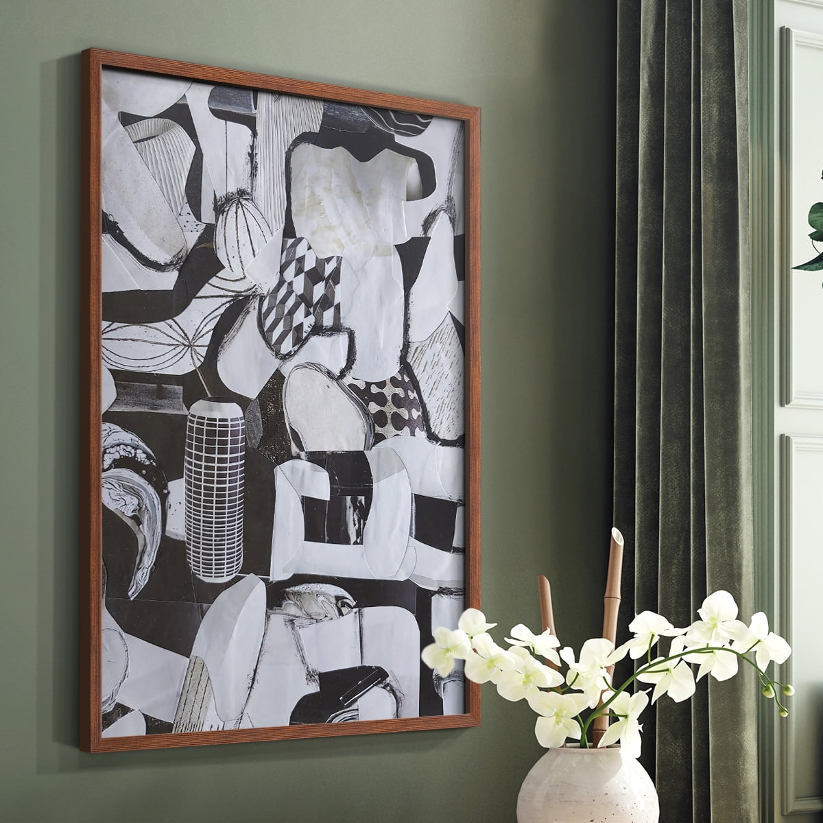 Beverlywood City Forms Framed Print in Brown Solid Wood Framed Print No Nail Hanging