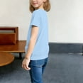 thumbnail image 4 of Posijego Teen Girls Short Sleeve T Shirts Kids Summer Round Neck Tops Plain Basic Tee Casual Pocket Shirts 5-15 Years, 4 of 6