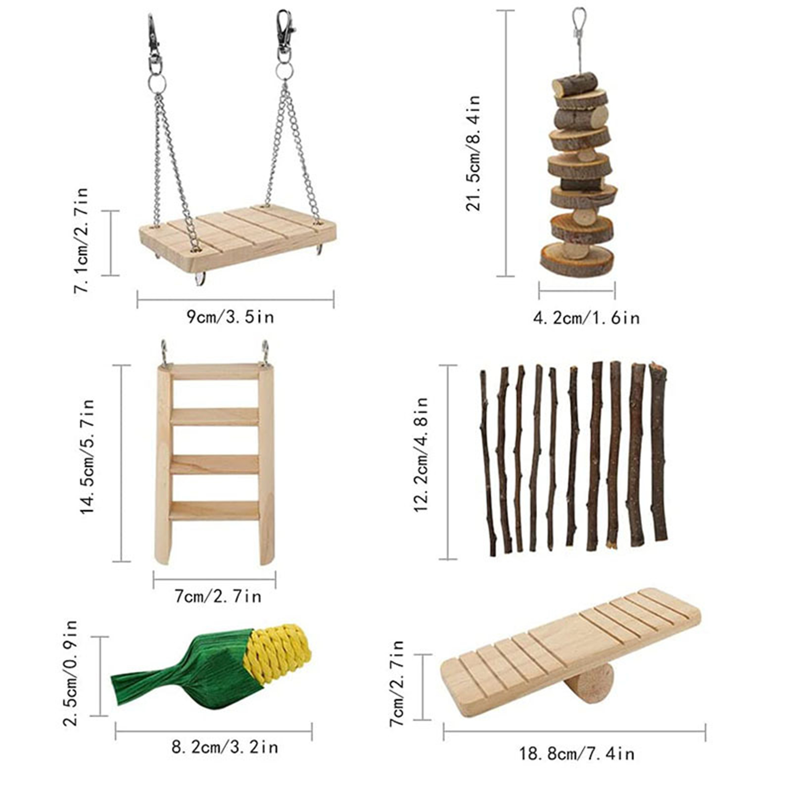 DOPI 12Pcs/Set Hamster Toys Multiple Types Teeth Grinding Natural Wood Small Animal Play Chew Toys Pet Toys
