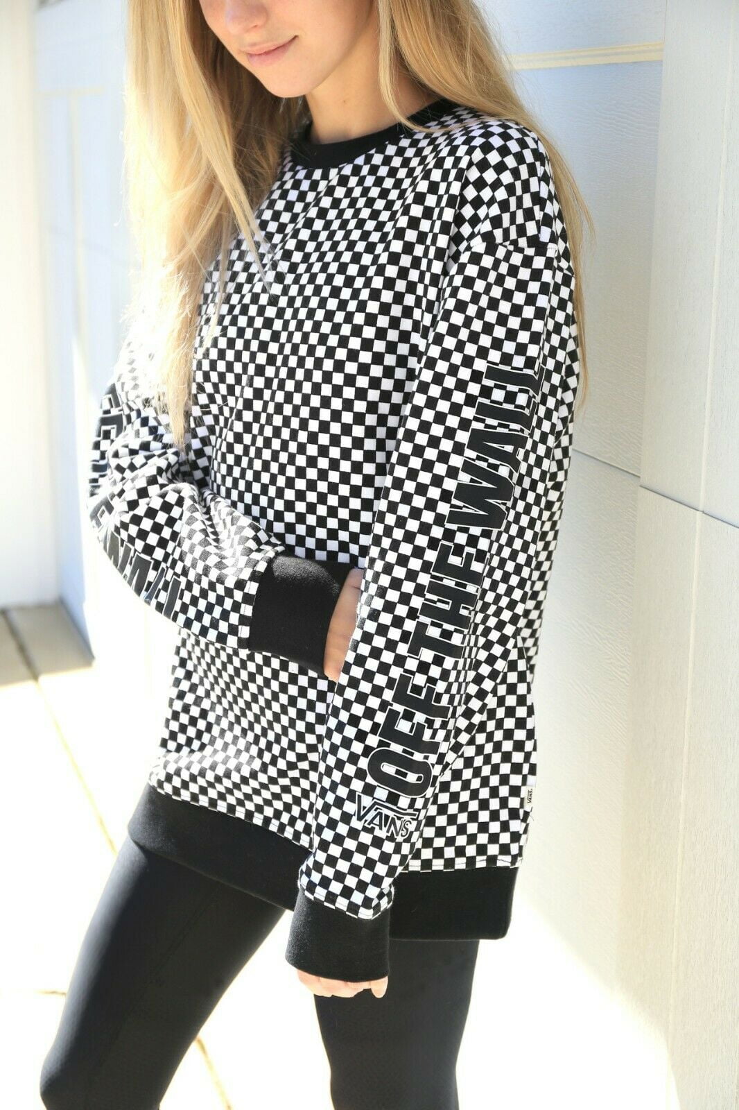 Vans Central Crew Women s Checkerboard Oversized Sweater Size M