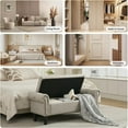 thumbnail image 6 of Storage Bench, 50" Queen End of Bed Bench, Linen Tufted Button Upholstered Bedroom Bench, Storage Ottoman with Rolled Arms, Window Bench with Storage, for Living Room, Entryway Light Brown, 6 of 6