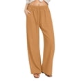 thumbnail image 3 of Pxxlle Cotton Linen Pants for Women Dressy Straight Leg Long Pant Business Casual Drawstring High Waisted Trousers with Pockets Orange M, 3 of 10