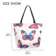 thumbnail image 5 of FORMRS Womens Canvas Tote Bag with Zipper Inner Pocket Shoulder Handbag, Blue Butterflies, 5 of 7