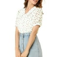thumbnail image 4 of Allegra K Women's Floral Button Down Collar Sweet Puff Sleeve Blouse, 4 of 6