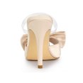 thumbnail image 2 of BLISSFUL STEP Women's Clear Strap Bow Stiletto Heels Mules Slide Sandals Champagne (Size 9), 2 of 8