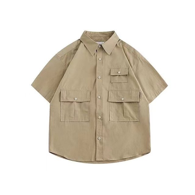 Men's Short Sleeve Shirt With Multiple Pockets For Casual Sports And Leisure Activities Versatile Spring And Summer For Everyday Wear