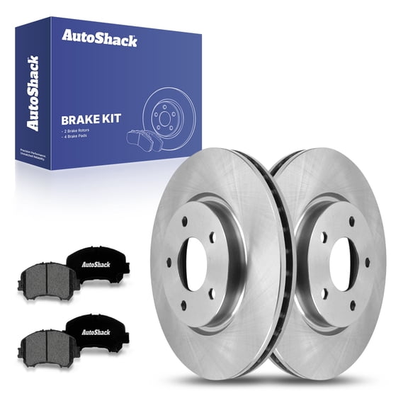 AutoShack 11.65" (296 mm) Front Vented Brake Rotors   Premium Ceramic Brake Pads | Replacement for 2014-2019 Nissan Rogue | 6-PC Brake Kit