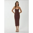 thumbnail image 3 of V-Neck Bodycon Midi Dress with Thin Straps, 3 of 7