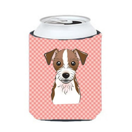 

Checkerboard Pink Jack Russell Terrier Can Or Bottle Hugger 12 Oz.