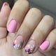 thumbnail image 1 of Short Fake Nails with Flowers Design Colorful Nails Clear Press on Nails Square Acrylic Nailsfrosted florets, 1 of 5