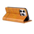 thumbnail image 6 of For iPhone 15 Pro Case Premium PU Leather Simple Wallet Case TPU Bumper Card Slots Kickstand Magnetic Closure Shockproof Flip Cover,light brown,For iPhone 15 Pro, 6 of 7