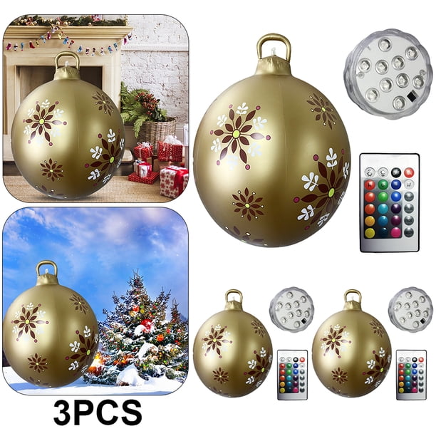 3 Uds 60cm Inflable Navidad PVC Resplandor Fiesta Nuevo (dorado 3)