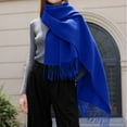 thumbnail image 2 of Fgnfyis Women's Winter Warm Tassel Shawl Scarf Soft Accessory for Cold Weather Dark Blue One Size, 2 of 4