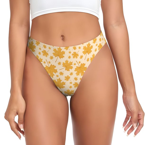 Fotbe Autumn Fall Yellow Leaves Tanga Sin Costuras para Mujer con Estampado – Panties Invisibles, Transpirables y Cómodos para Uso Diario-4X-Large