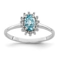 thumbnail image 6 of 925 Sterling Silver Rhodium Light Swiss Blue Topaz Diamond Ring Size 6, 6 of 6