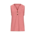 thumbnail image 4 of tklpehg Womens Tops V-Neck Button Tank Tops Going Out Tops Casual Sleeveless Tee Shirt Summer Lightweight Loose Blouses Solid Color Vintage Tshirt (Pink,S), 4 of 5